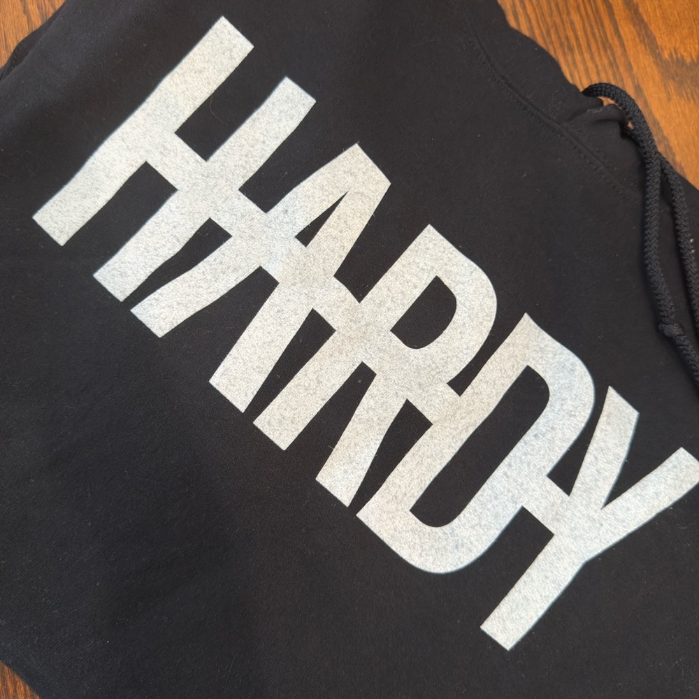 Hardy Black Hoodie with White Logo